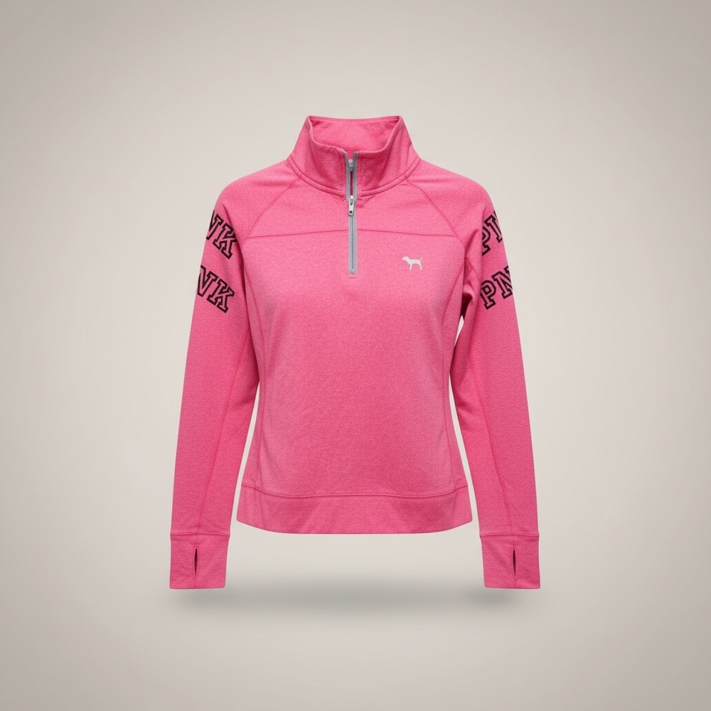Pink PINK Victoria's Secret Quarter-Zip Pullover Top super cute!!! Fits medium